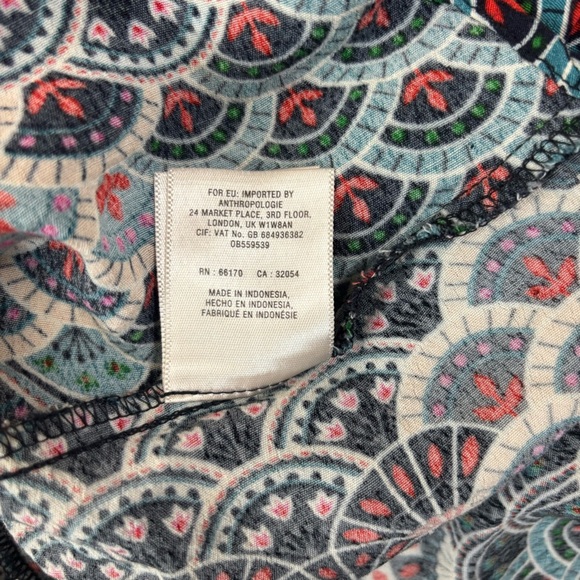 Anthropologie Maeve Monaco Empire Fan Print Smocked Dress Women’s Size Large - Picture 7 of 8